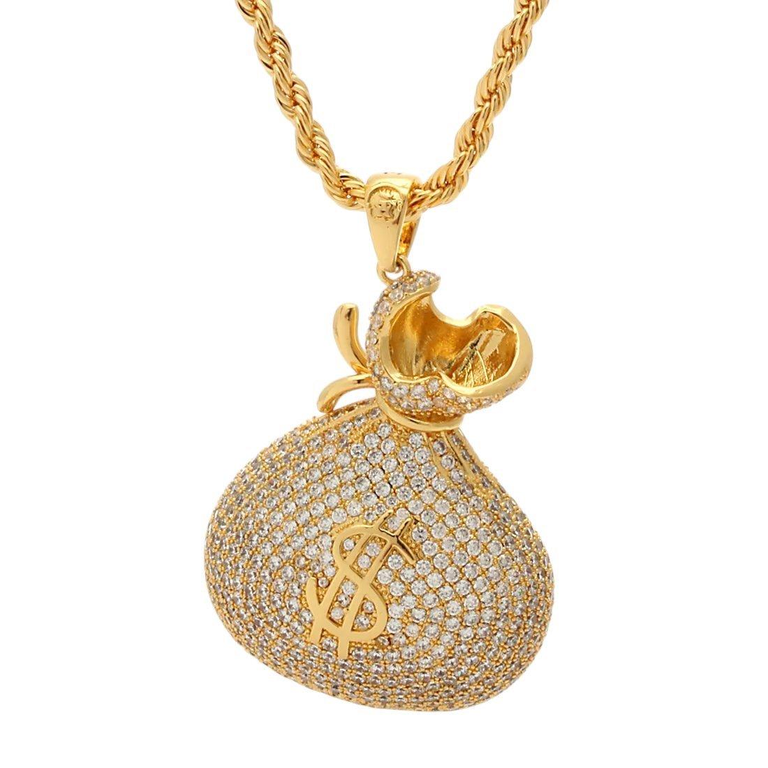 King Ice Money Bag Stash Necklace - GOLD